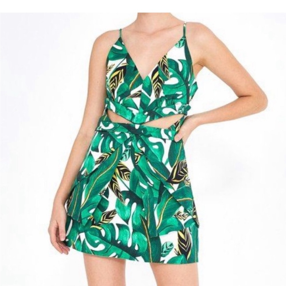 Farm Rio Black Max Amazonia Cut Out Mini Dress (XS)